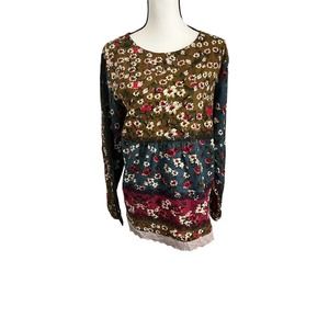 Autumn Floral Print Long Sleeve Blouse Plus Size 4XL